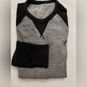 American Eagle Waffle Knit Thermal Henley Long Sleeve Tee Men's Size M Y2K Style